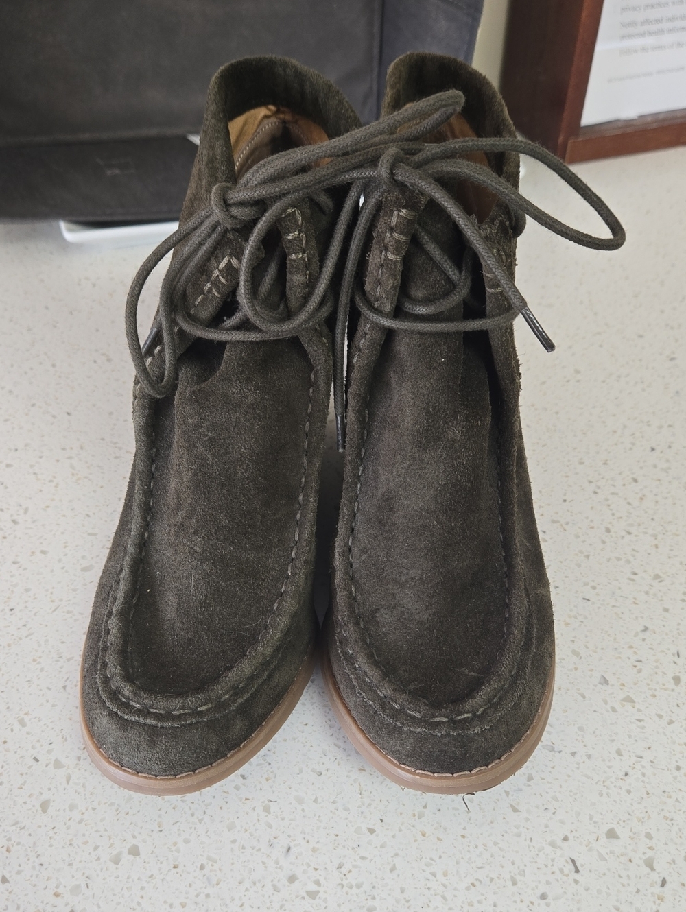 Lucky Brand Olive Green Suede Ankle Boots